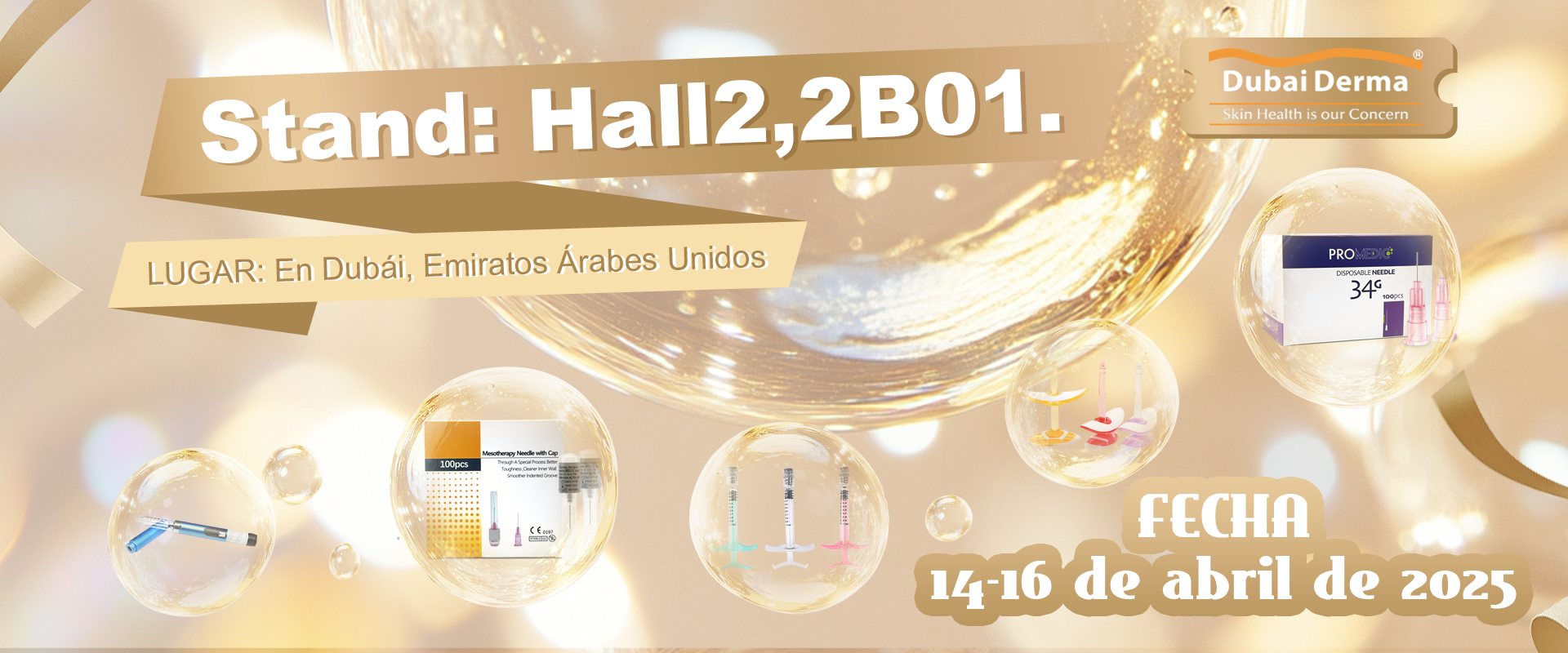 Dubai Derma Exhibition Glass Syringe Products Showcase
